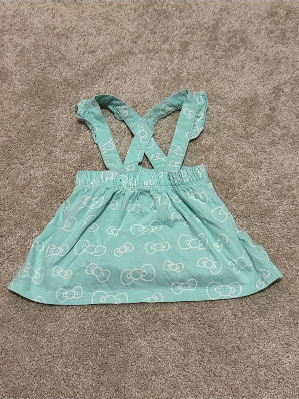 Hello Kitty Mint Green Suspender Skirt with White Bow Print